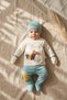 Tiny Trotter 100% Cotton Horse Embroidered Newborn 5-Piece Baby Set - Ecru & Green - 2