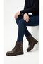Women's Boots Biker Lace-Up Buckle Thick Serrated Tan Winter Casual Ordan315Mrv