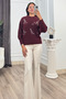 Women's Winter Burgundy Lumiere Stone-Embellished Knit Sweater 20298. - 2