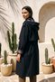 Hooded Trench Coat with Snap Fasteners and Zipper Detail on the Front 6067 Black - 3