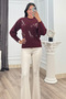 Women's Winter Burgundy Lumiere Stone-Embellished Knit Sweater 20298. - 4