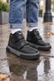 Genuine Leather Boys' Boots Black - 2