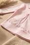 Mila Bebe Collared Ribbed Cotton Pink Baby Girl Set - 2-Piece Top and Bottom Set with Hedgehog and Bow Detail - 4