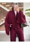 Plum Bat Sleeve Double Zipper Knitwear Set - 2110 - 2