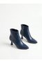 Genuine Leather Navy Blue Women's Heeled Leather Boots DP02-0985 - 4