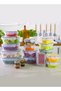 16 Piece Plastic Food Storage Container Set with Airtight Black Lids, 5 Sizes, Microwave and Freezer Safe - 3
