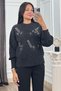 Women's Winter Anthracite Lumiere Stone-Embellished Knit Sweater 20298.