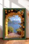Rose of Amalfi and Yellow Rose Arch Framed Painting Italy Poster Living Room Kitchen Wall Decor Itp072