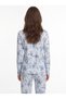 Women's Long-Sleeved Pajama Set, Floral Pattern, Blue - 4