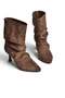 Z404010402 Brown Suede Ankle Boots with a Slim Heel and Drawstring Detail. - 6