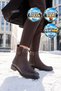 Coffee Nubuck Genuine Leather Winter Boots with Rubber Sole and Zipper, Stylish and Comfortable Women's Boots 20751K. - 3