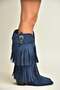Z726107102 Navy Blue Suede Chunky Heel Tasseled Women's Boots - 4