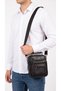 Men's Black Steel Case Genuine Leather Hand and Shoulder Bag Medium Size with Adjustable Strap - 5
