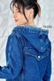 Hooded Stoned Denim Jacket with Zippered Pockets 7K193 - 5