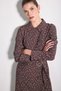 Polka Dot Double Breasted Cut Long Viscose Dress - Brown - 7