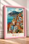 Naples Bay and Colorful Houses Framed Painting Italy Poster Living Room Kitchen Wall Decor Itp062 - 2