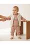 6-24 Months Baby Girl 3-Piece Set - Burgundy-Beige Floral Sweatshirt, Plush Vest and Pants Winter Baby Girl Set with 3 Straps and Fleece Inside - 2