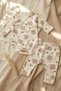 Ecru Dotted Bear Patterned 100% Double Cotton Baby Boy Set 3-9 Months - 3