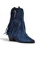 Z726104202 Navy Blue Suede Thick Low-Heeled Tasseled Cowboy Style Women's Boots. - 6