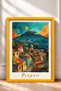 Pompeii Written Volcano and Colorful Houses Framed Painting Italy Poster Wall Decor Itp082 - 3