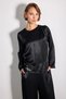 Pile Detailed Long Sleeve Satin Blouse - Black - 3