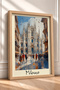Crowd in Front of the Milan Cathedral, Framed Painting, Italy Poster, Wall Decor, Itp092. - 2