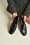 Z820024208 Black Patent Leather Loafer Shoes with Drawstring Detail and Double Buckle. - 4