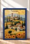 Tuscany Hills, Village, and Sunflowers Framed Painting, Italy Poster, Wall Decor, Itp084. - 3