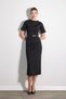 Faux Leather Belt Detailed Midi Cotton Knitted Dress - Black - 3