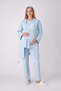 Maternity Pajamas and Dressing Gown Set 3-Piece Set Lace V-Neck Buttoned Breastfeeding Combed Cotton - 4