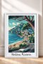 Italian Riviera and Open-Top Classic Car Framed Painting, Italy Poster, Wall Decor, Itp085. - 3
