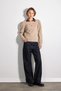 Dreamer Collection Embroidery Detailed Hair Braided Balloon Sleeve Knitwear Blouse - Beige - 2
