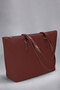 Burgundy/Dark Cherry Zippered Large Capacity Water-Resistant Shopper Bag 217 - 4