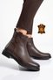 Coffee Nubuck Genuine Leather Winter Boots with Rubber Sole and Zipper, Stylish and Comfortable Women's Boots 20751K.