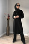 Sequin Detailed Zippered Black Tracksuit Set - 2