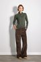 High Collar Buttoned Knitted Blouse - Khaki - 2