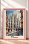 Crowd in Front of the Milan Cathedral, Framed Painting, Italy Poster, Wall Decor, Itp092. - 3