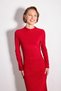 Gathered Detailed Long Lycra Evening Dress - Red - 2