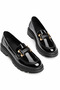 Z881862108 Black Patent Leather Loafer with Thick Sole and Buckle - 2