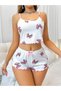 Deluxe Series Loungewear Birthday Gift Special Gift Patterned Woven Pajama Set with Shorts - 2