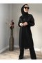 Silver Sequin Detailed Zippered Black Tracksuit Set - 2