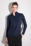 High Collar Buttoned Knitted Blouse - Navy Blue