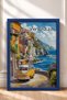 Vernazza Coastal Road, Yellow Minibus Framed Painting, Italy Poster, Living Room, Kitchen, Wall Decor, Itp098. - 3