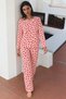 Women's Stylish and Flexible Red Pajama Set. - 6