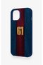 iPhone 15 Compatible Burgundy and Blue Patterned Silicone Case. - 4