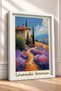 Tuscany Lavender Fields and Service Trees Framed Painting, Italy Poster, Wall Decor, Itp107. - 2
