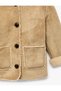 Plush-Lined, Button-Down, Long-Sleeved, Hooded Faux Suede Coat with Pockets. - 6