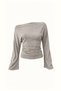 Boat Neck Mélange Beige Blouse