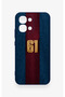 Oppo A6 Pro Compatible Burgundy and Blue Patterned Silicone Case. - 2