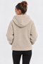 Hooded Plush Beige Sweatshirt with Zippered Pockets, Casual Everyday Style. - 3